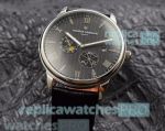 Clone Vacheron Constantin Overseas Men's Watch Black Dial Black Leather Strap